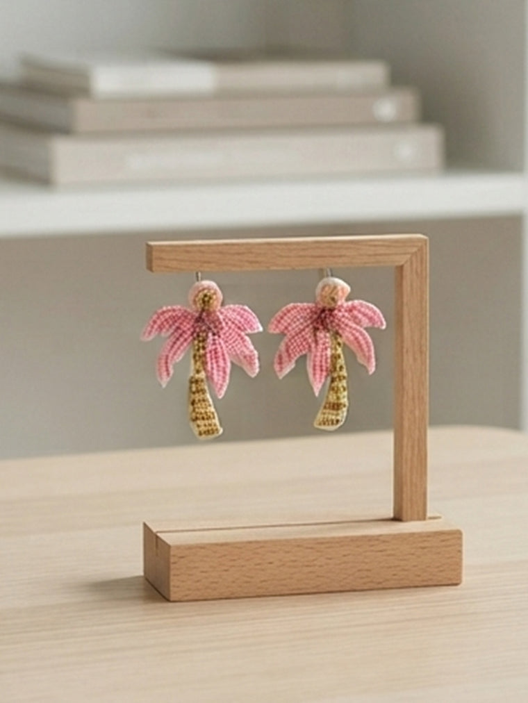 Palm tree beaded drop earrings with sparkling details | ERA647-02 | image 3
