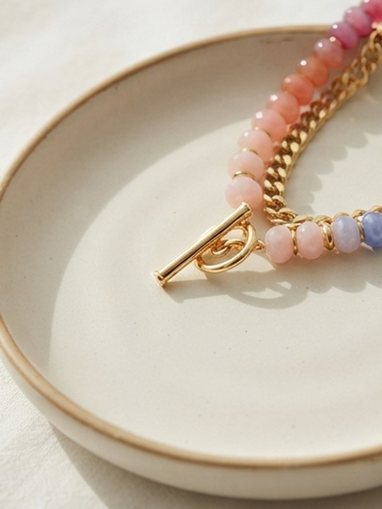 14K Gold-Plated Heart Beaded Necklace with zinc-alloy hardware | NA946-01 | image 3