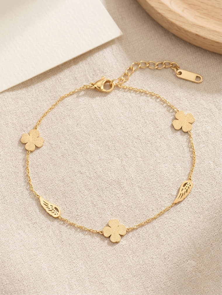 Four-Leaf Clover Wing Anklet with stainless steel details | JL7434-01 | image 3