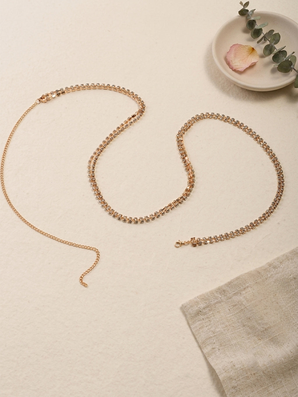 Gold-Tone Double-Layer Zircon Waist Chain with zinc-alloy details | BCN0282-01 | image 3