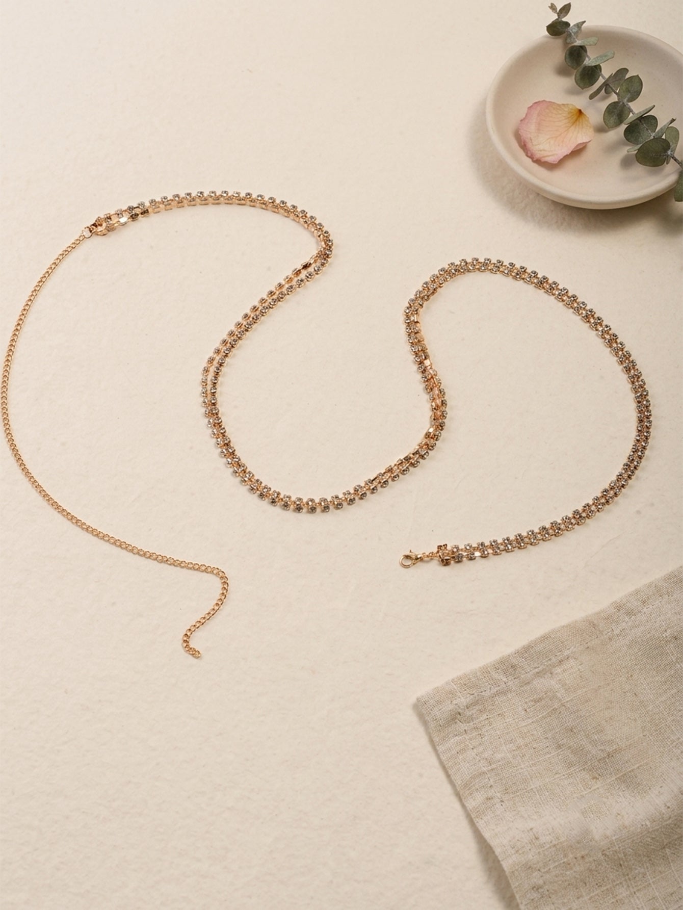Gold-Tone Double-Layer Zircon Waist Chain with zinc-alloy details | BCN0282-01 | image 3