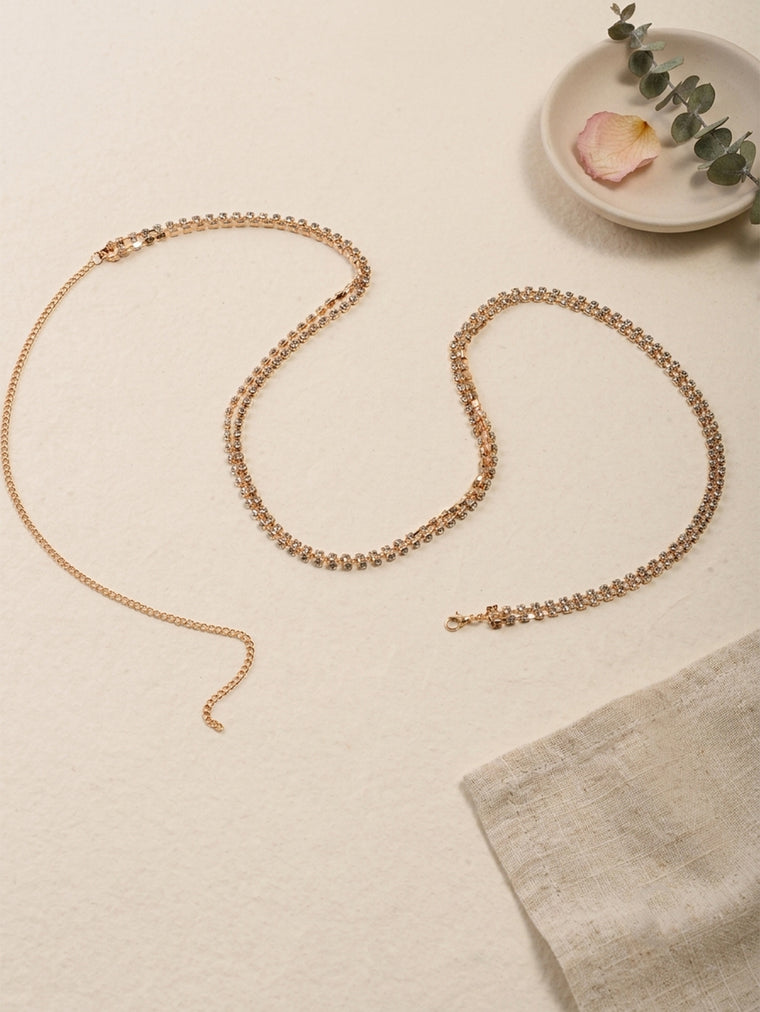 Gold-Tone Double-Layer Zircon Waist Chain with zinc-alloy details | BCN0282-01 | image 3