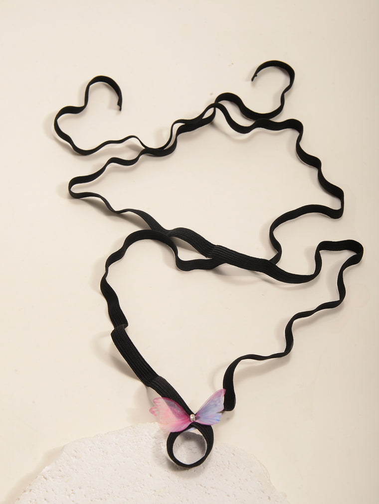 Blue Magenta Butterfly Wrap Anklet with elastic band details | JL7403-01 | image 3