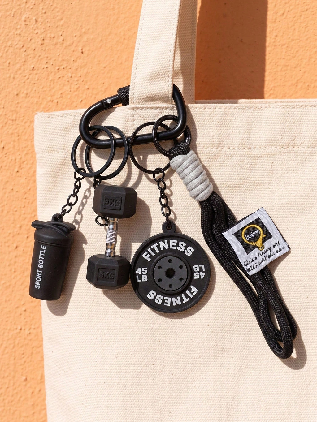 Black fitness keychain set with braided cord | KCA085-04 | image 3