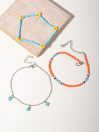 Heart Bead Chain Anklet Set with zinc alloy details | JL7225-01 | image 3
