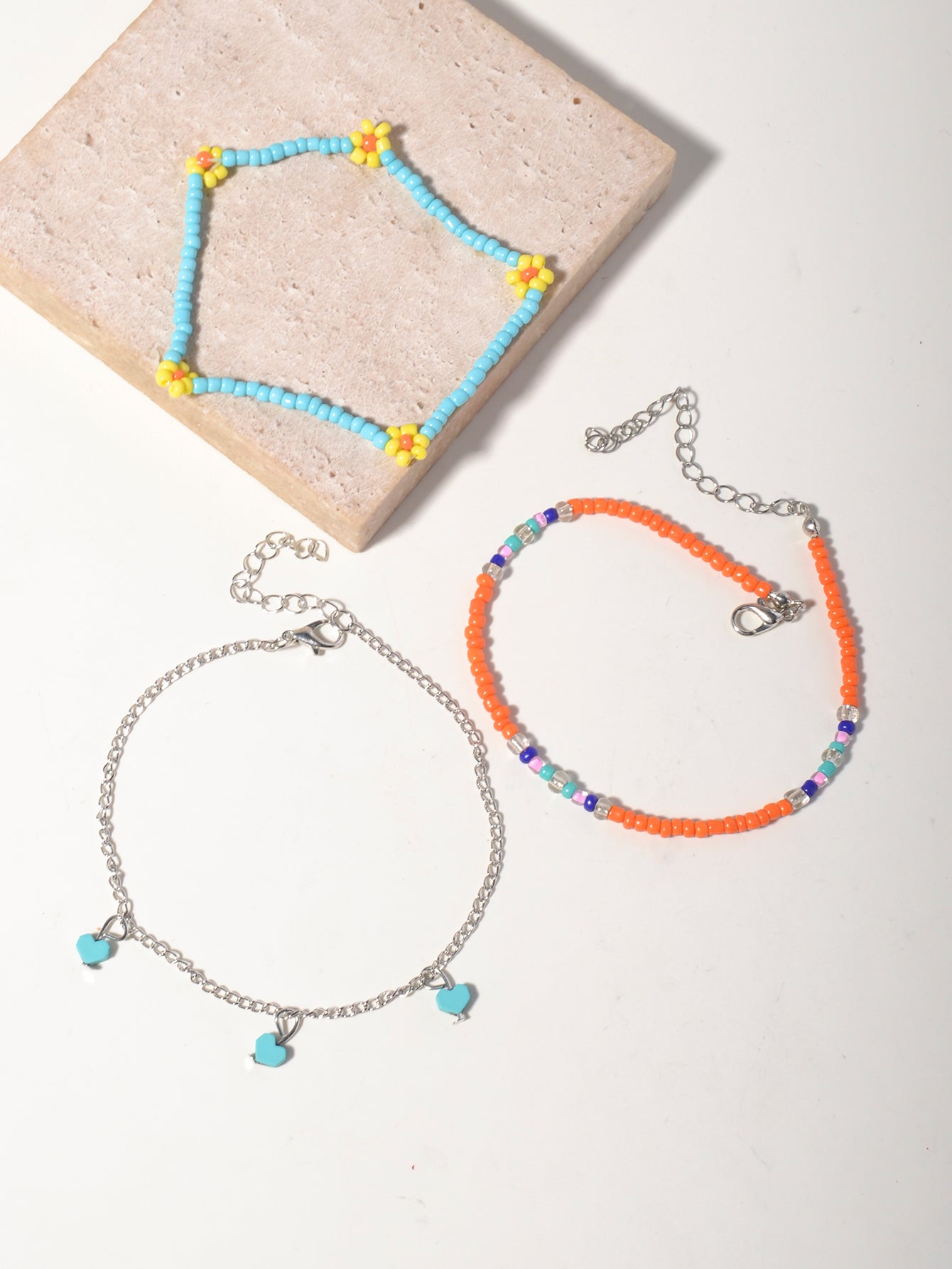 Heart Bead Chain Anklet Set with zinc alloy details | JL7225-01 | image 3