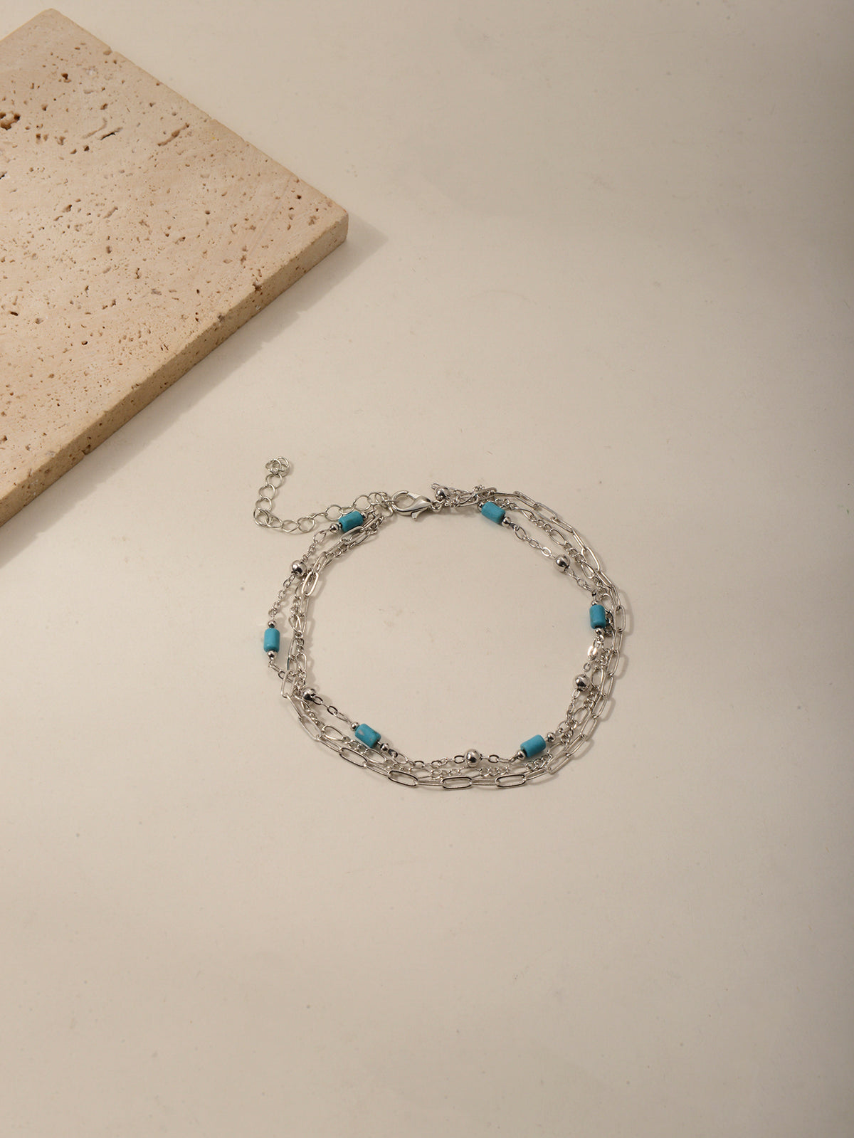 Blue Bead Layered Anklet with zinc alloy details | JL7388-01 | image 3
