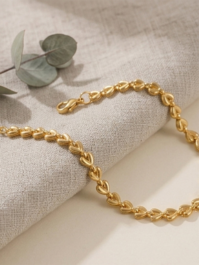 Gold-Tone Heart Tassel Anklet with stainless steel details | JL7431-01 | image 3