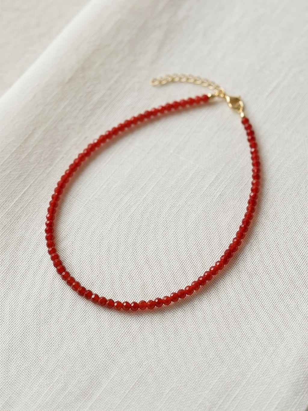 Red Crystal Beaded Necklace with faux crystal beads | NA934-02 | image 3