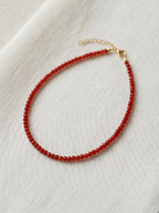 Red Crystal Beaded Necklace with faux crystal beads | NA934-02 | image 3