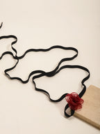 Red Lace Flower Wrap Anklet with elastic band details | JL7404-01 | image 3