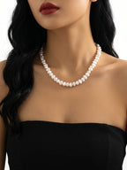 Twisted Faux Pearl Necklace with ABS beads and zinc-alloy hardware | NA939-01 | image 3