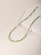 Green Heart Beaded Necklace with glass details | NA560-02 | image 3