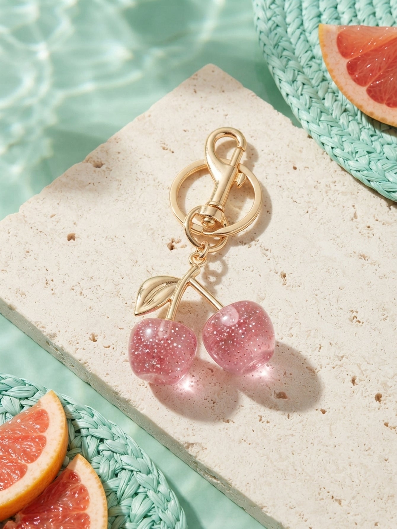 Pink cherry keychain and bag charm | KCA084-05 | image 3