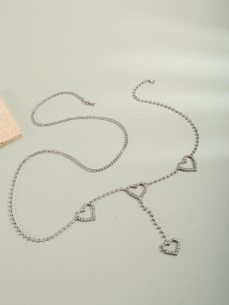 Silver-Tone Zircon Heart Waist Chain with synthetic zircon details | BCN0249-01 | image 3