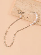 Silver-Tone Asymmetric Heart Necklace with zinc-alloy hardware | NA589-01 | image 3