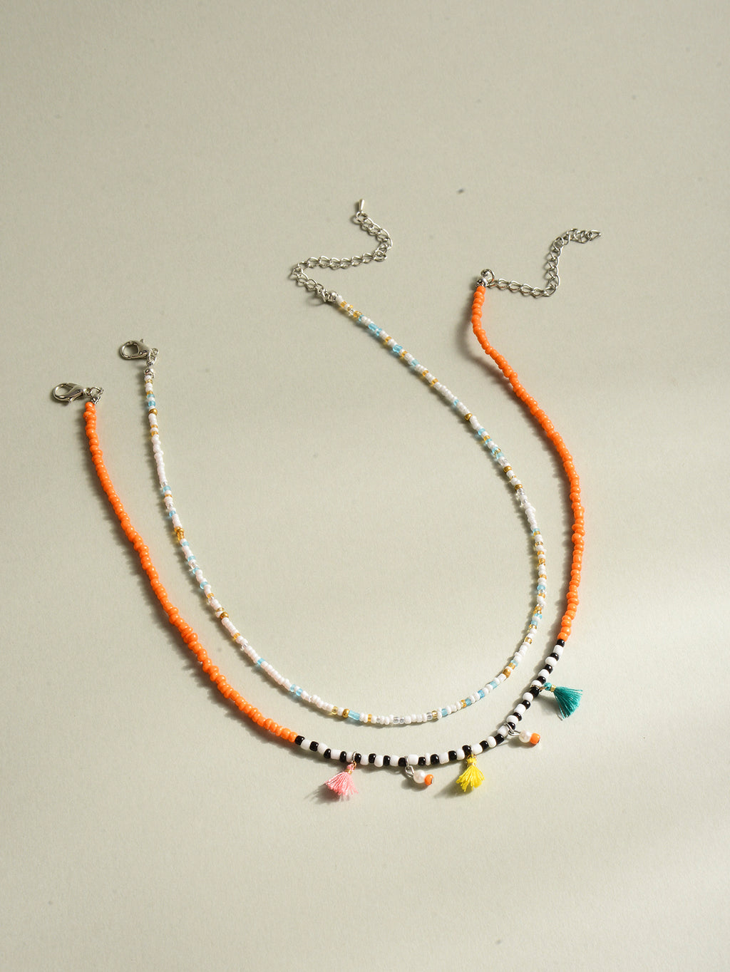 Colorful Bead Tassel Necklace Set with plastic components | NA570-01 | image 3
