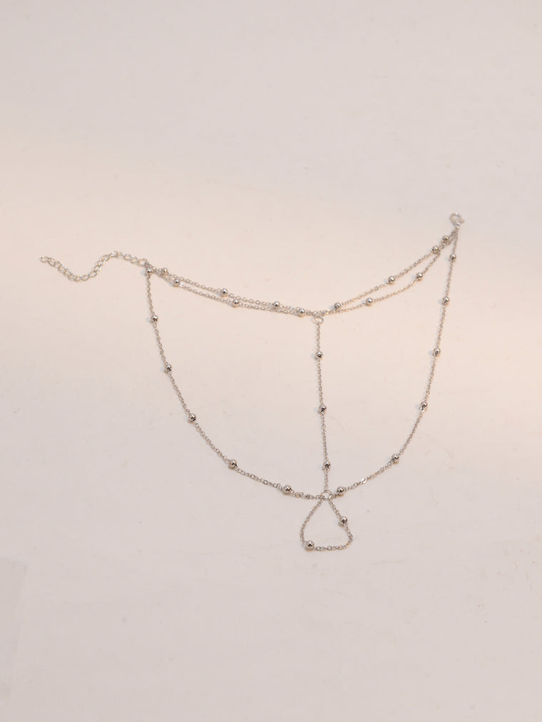 Silver-Tone Beaded Toe Anklet with zinc alloy details | JL7391-02 | image 3