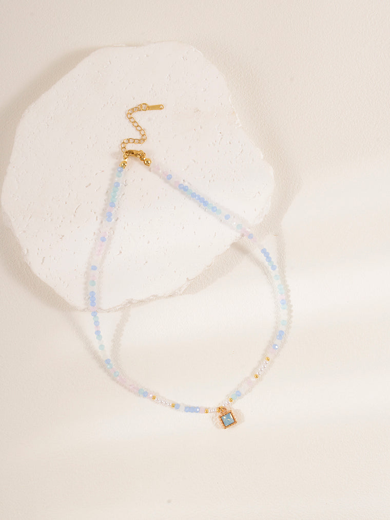 Blue Purple Faux Crystal Necklace with imitation crystal details | NA561-03 | image 3