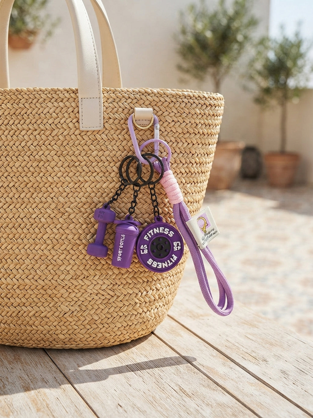 Mini barbell keychain with fitness theme | KCA085-08 | image 3