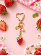 Translucent strawberry keychain with pearl accent | KCA064-03 | image 3