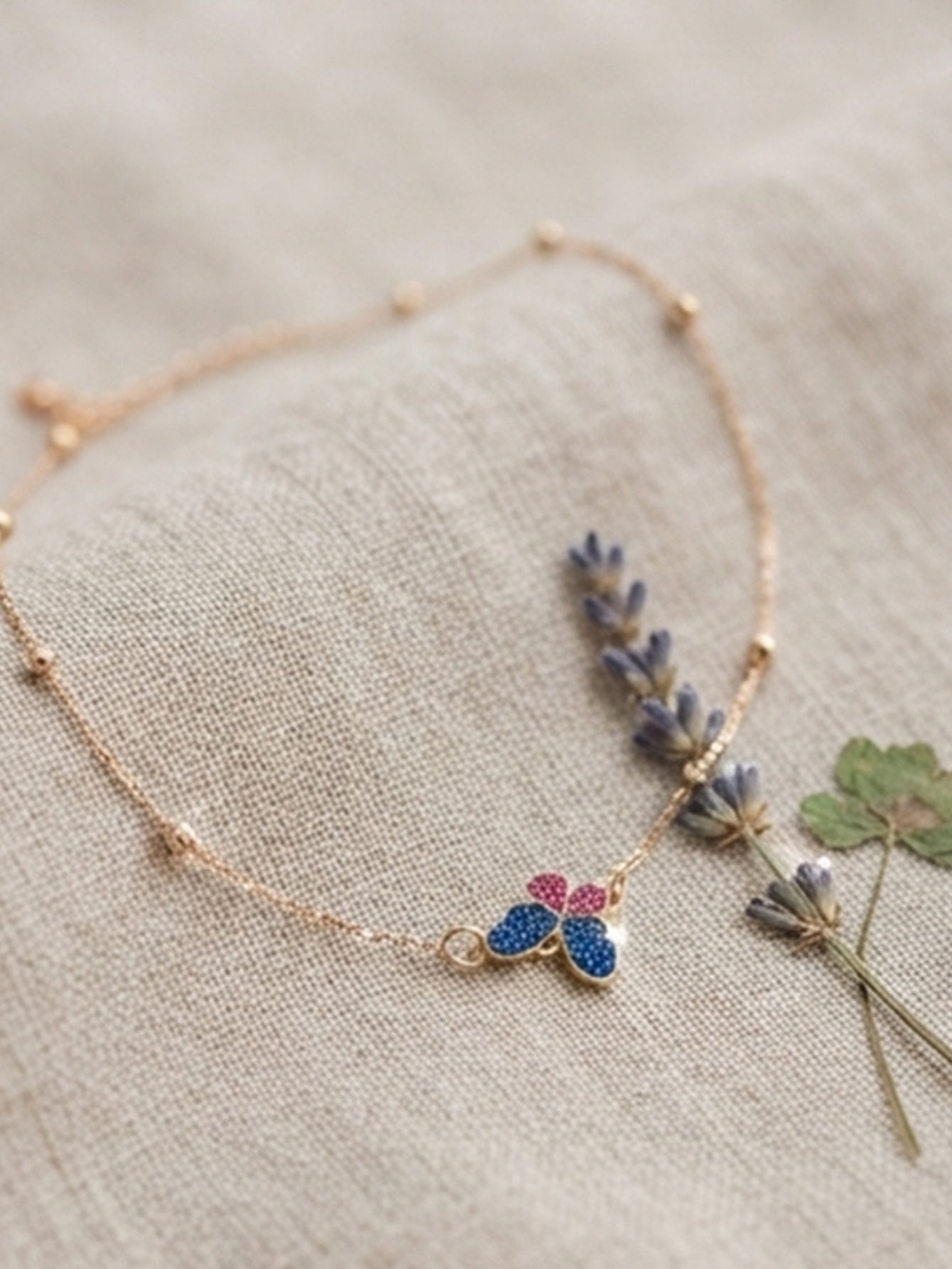 Royal Blue Butterfly Necklace with zinc-alloy hardware | NA333-05 | image 3