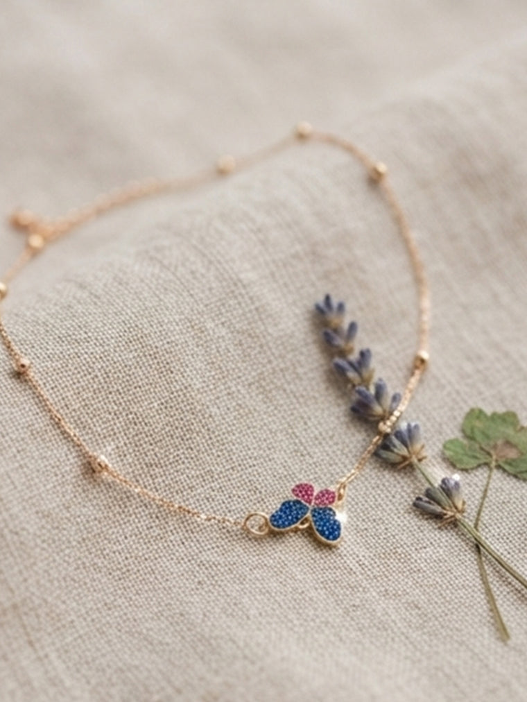 Royal Blue Butterfly Necklace with zinc-alloy hardware | NA333-05 | image 3