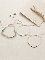 White braided three-piece bracelet set with adjustable pull cords | BRA559-01 | image 3