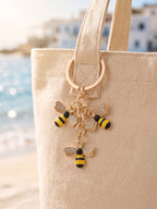 Gold-tone bee keychain with round ring | KCA092-01 | image 3