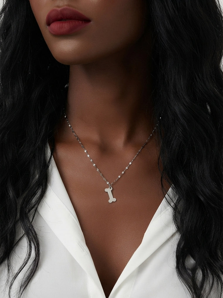 Silver-Tone Bone Pendant Necklace with zinc-alloy hardware | NA306-02 | image 3