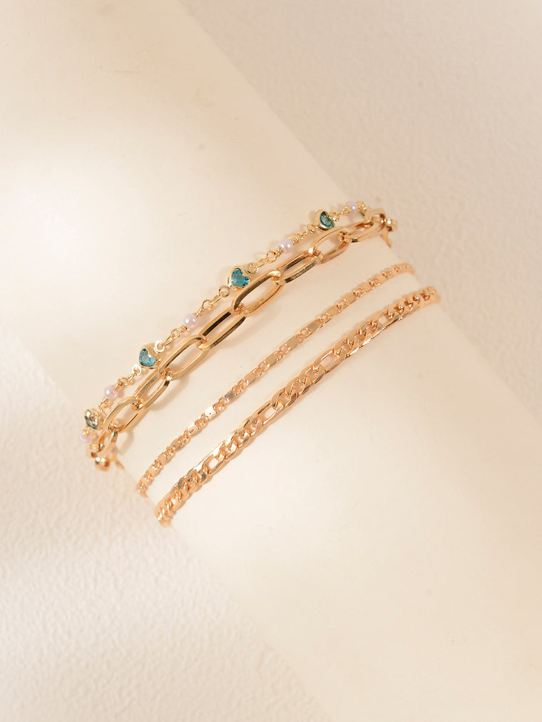Gold-Tone Multi-Layer Chain Anklet with zinc alloy details | JL7325-01 | image 3