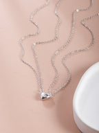 Silver-Tone Magnetic Heart Necklace Set with zinc-alloy hardware | NA446-01 | image 3