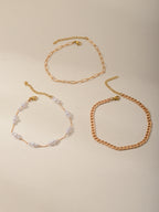 Faux Pearl Chain Anklet Set with zinc alloy details | JL7387-01 | image 3