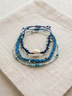 Blue braided three-piece bracelet set with adjustable pull cords | BRA583-01 | image 3