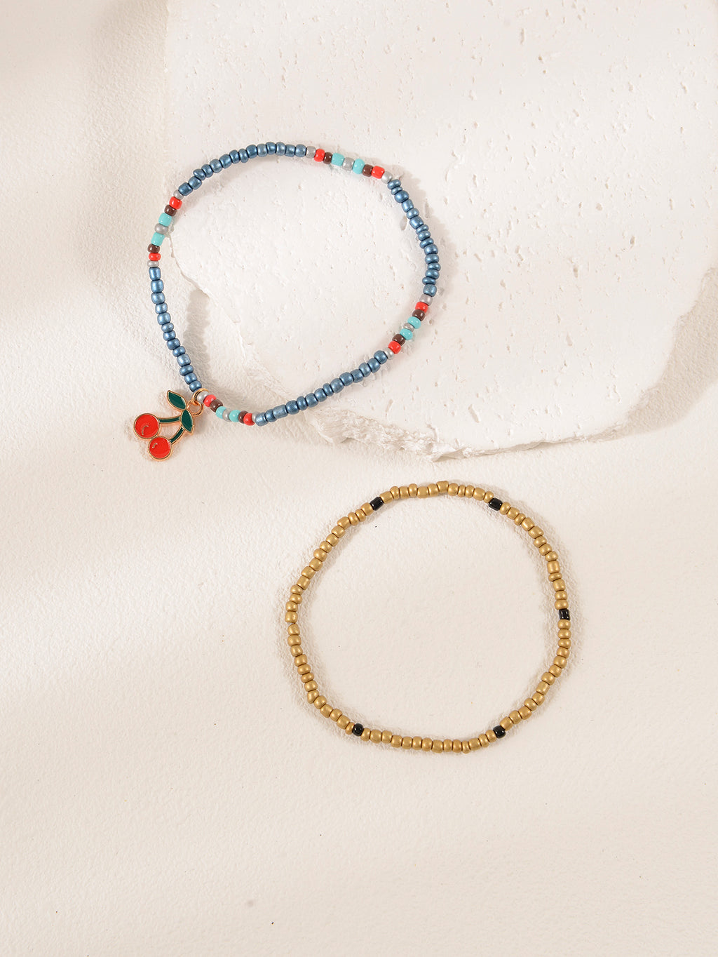 Cherry Beaded Cord Anklet Set with plastic details | JL7267-01 | image 3