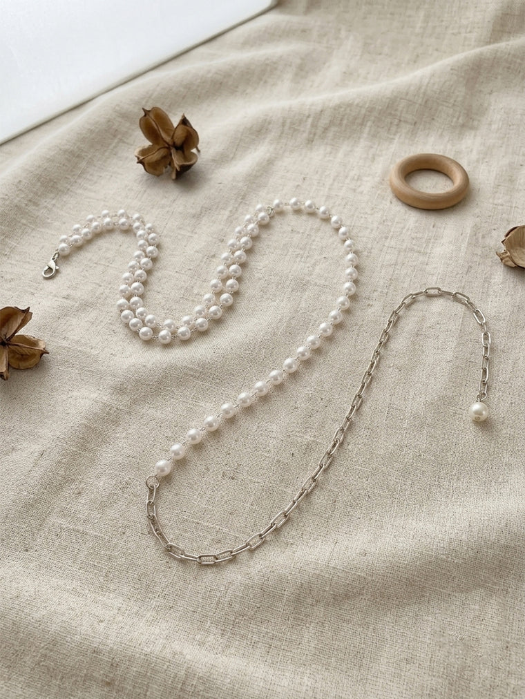 Silver-Tone Faux Pearl Waist Chain with zinc-alloy and plastic details | BCN0262-02 | image 3