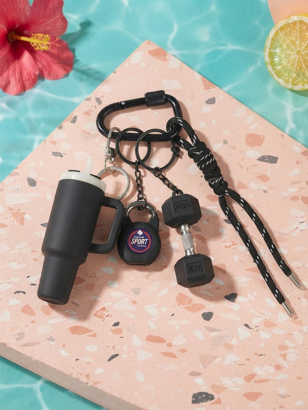 Black braided cord keychain set accessory | KCA085-03 | image 3