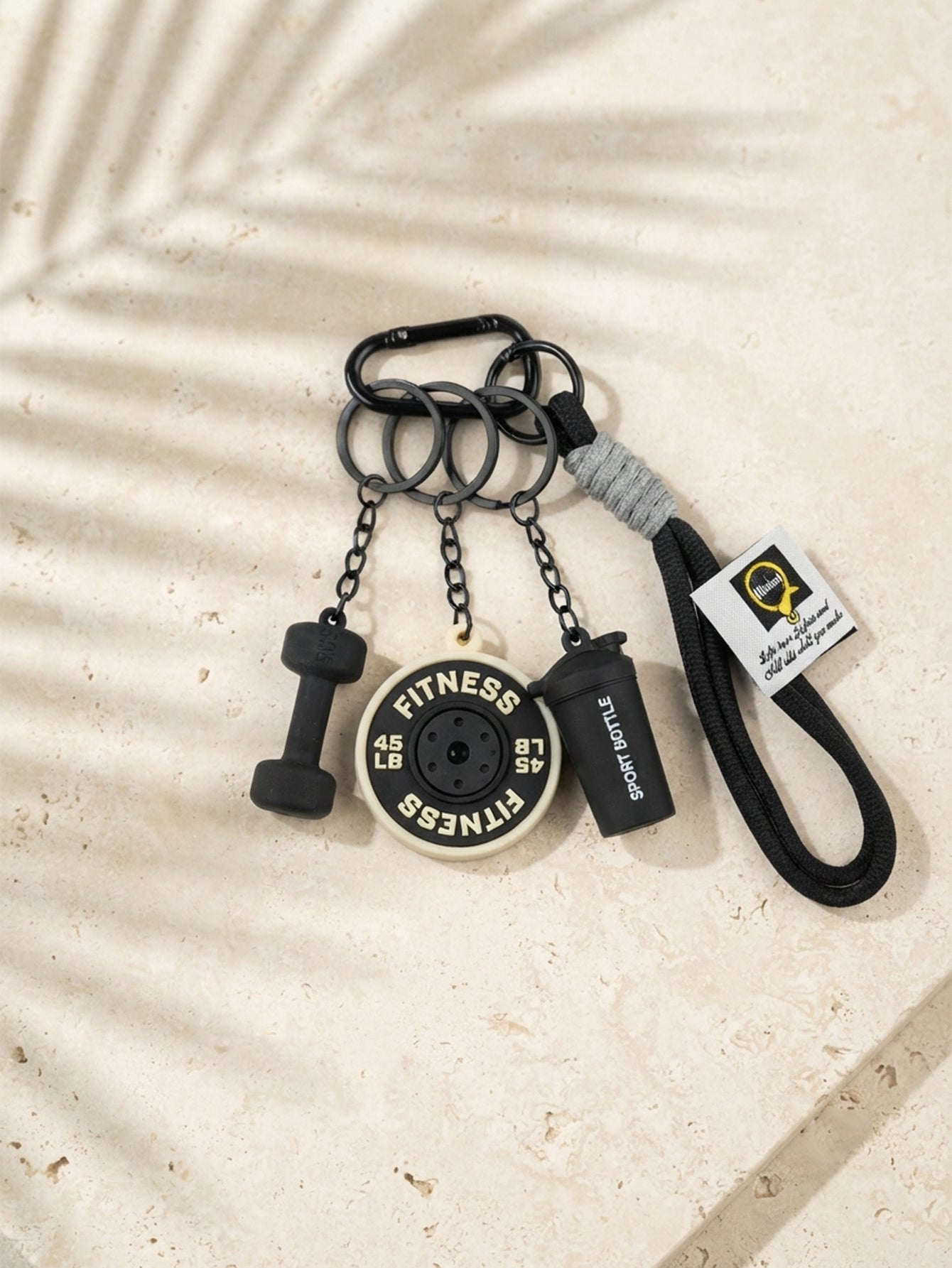 Mini barbell keychain with fitness theme | KCA085-09 | image 3