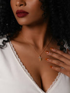 Gold-Tone Cross Pendant Necklace with zinc-alloy hardware | NA604-01 | image 3