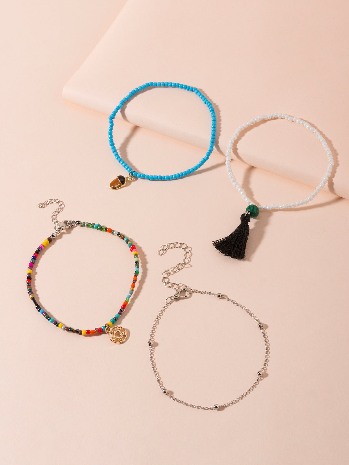 Beaded Tassel Anklet Set with plastic details | JL7216-01 | image 3