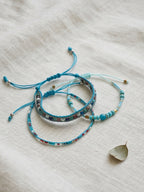 Blue braided three-piece bracelet set with adjustable pull cords | BRA576-01 | image 3