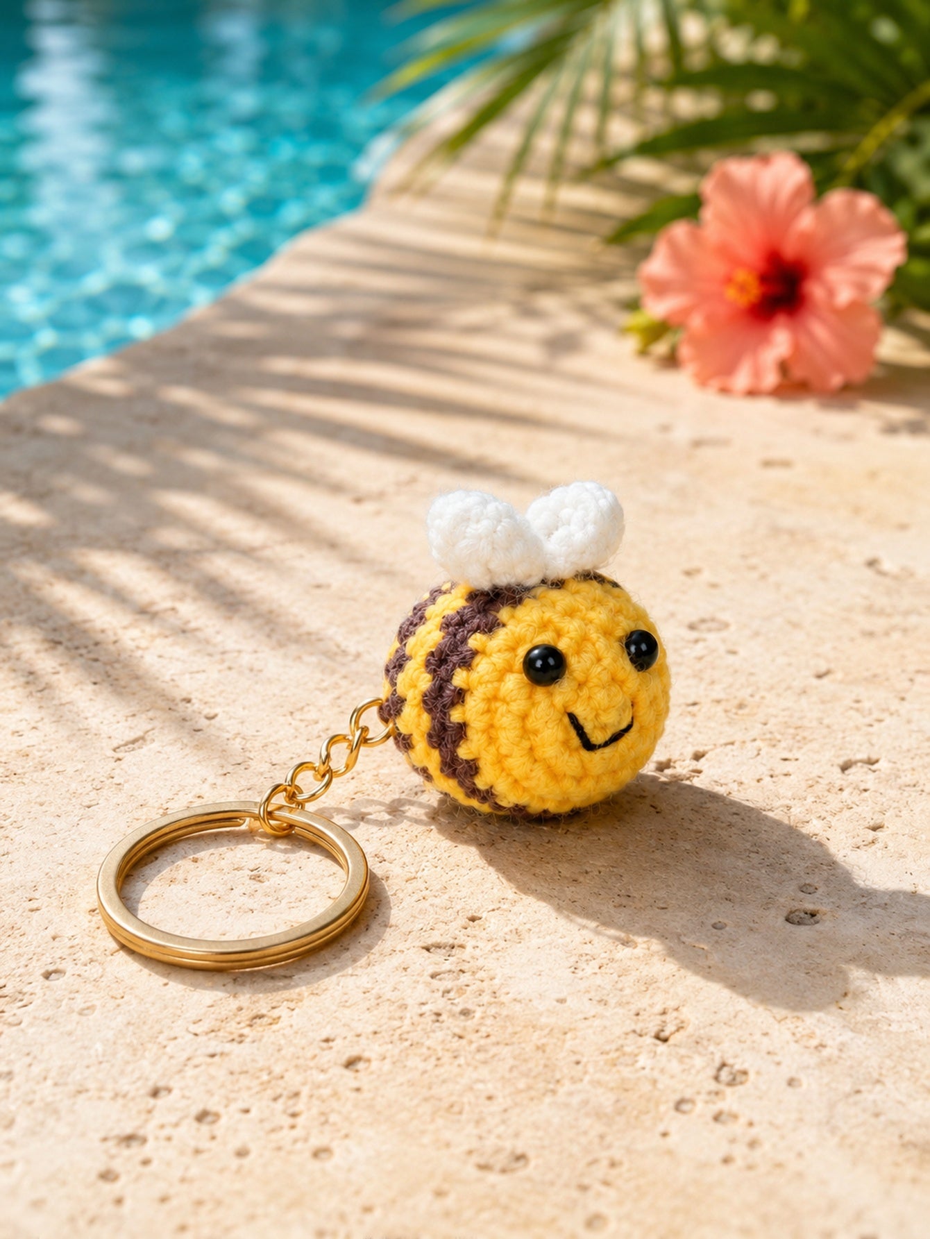 Yellow plush bee keychain and bag charm | KCA067-01 | image 3