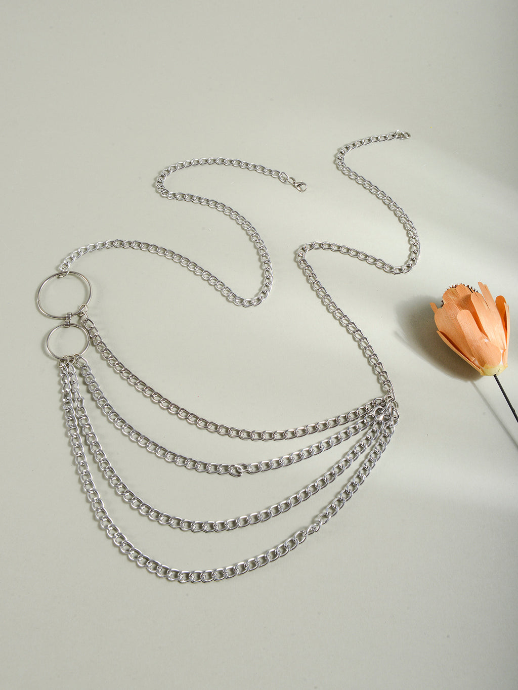 Silver-Tone Chunky Ring Tassel Waist Chain with zinc-alloy details | BCN0243-02 | image 3