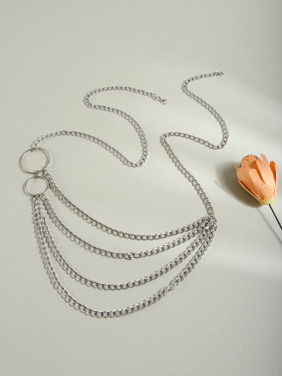 Silver-Tone Chunky Ring Tassel Waist Chain with zinc-alloy details | BCN0243-02 | image 3
