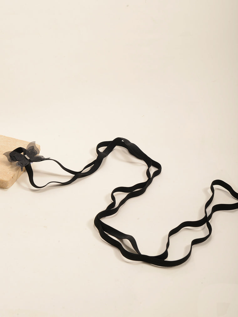 Black Butterfly Wrap Anklet with elastic band details | JL7406-01 | image 3