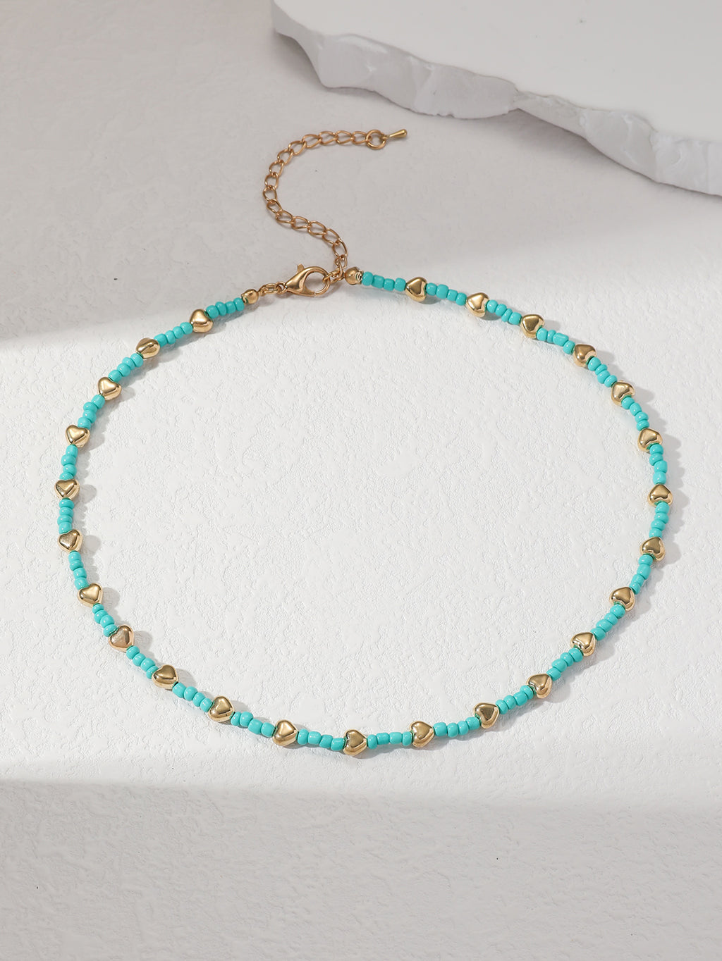 Teal Heart Beaded Necklace with zinc-alloy and plastic details | NA600-02 | image 3