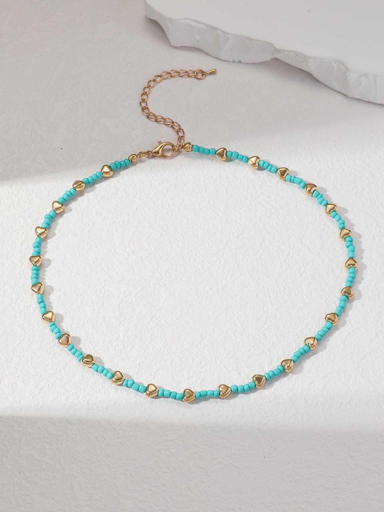 Teal Heart Beaded Necklace with zinc-alloy and plastic details | NA600-02 | image 3