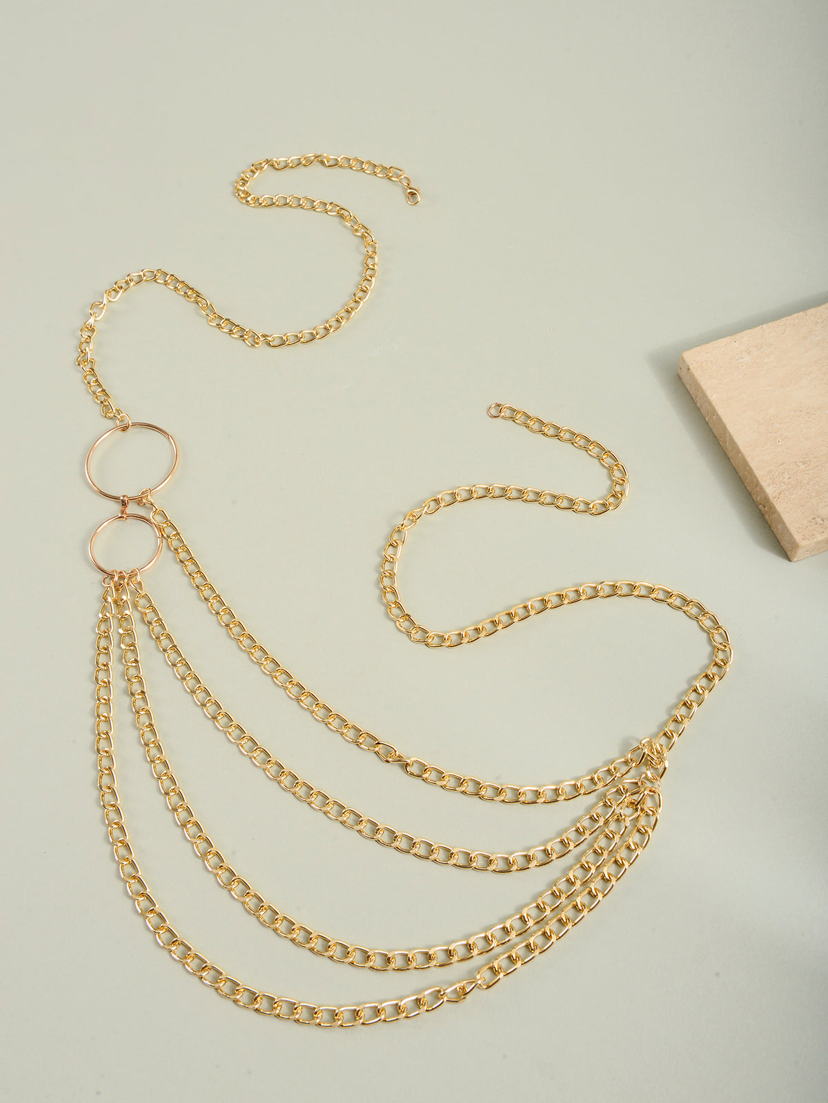Gold-Tone Chunky Ring Tassel Waist Chain with zinc-alloy details | BCN0243-01 | image 3