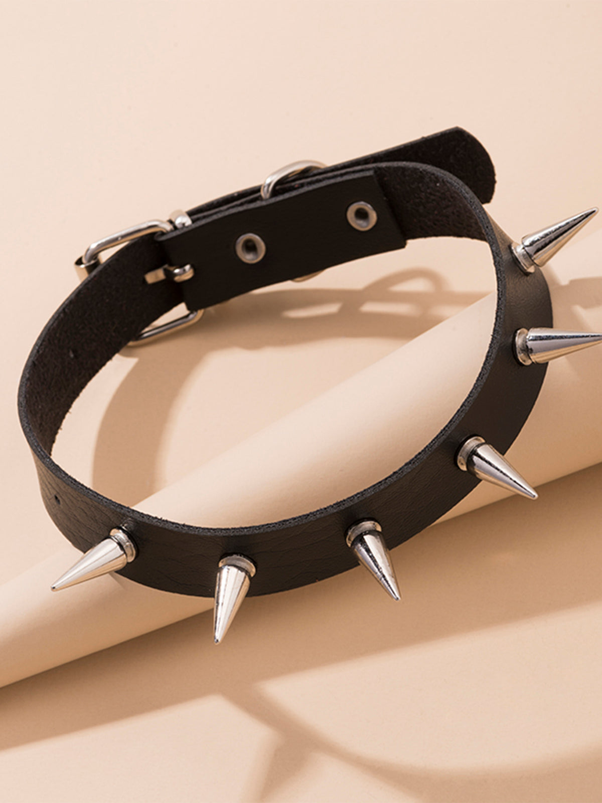 Black Fang Leather Choker with leather | N3976-01 | image 3