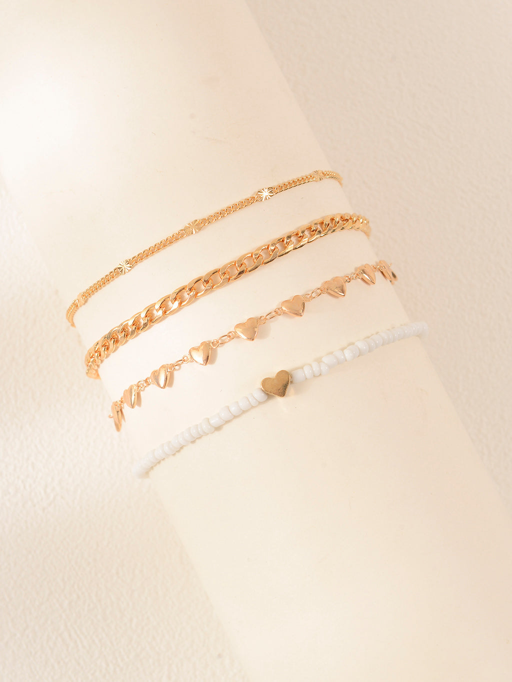 Heart Seed Bead Anklet Set with zinc alloy details | JL7345-01 | image 3